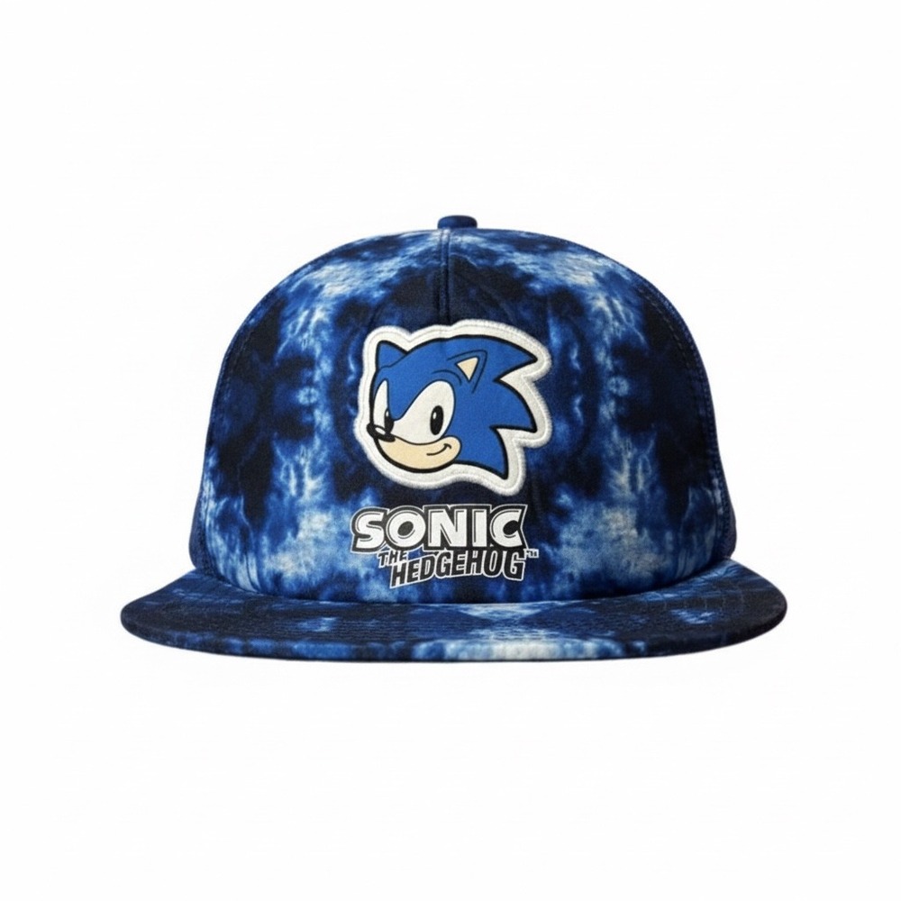Sonic The Hedgehog Tie Dye Trucker‎ Hat Blue Mesh Adjustable Snapback Sega